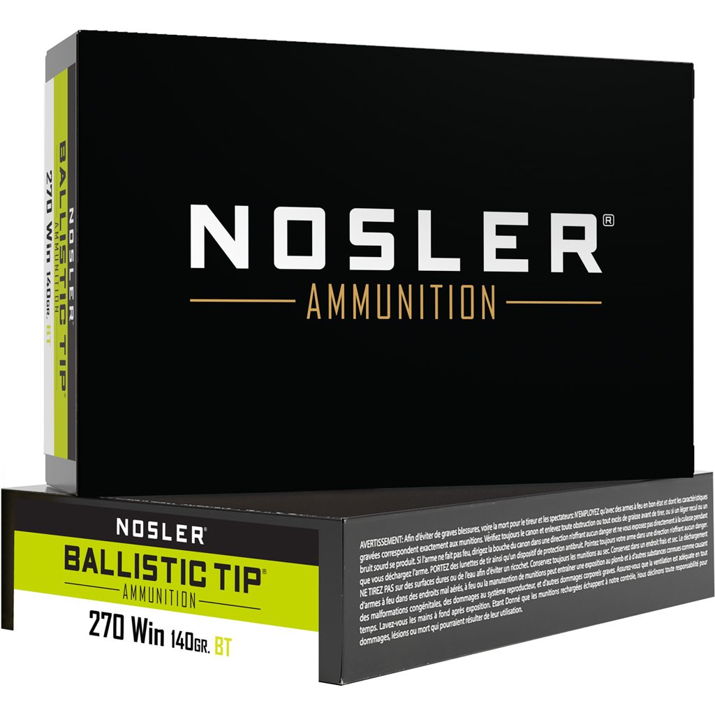 Nosler Ballistic Tip Rifle Ammunition 270 Win. 140 Gr. Bt Sp 20 Rd.