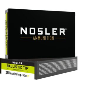 Nosler Ballistic Tip Rifle Ammunition 280 Ack Imp 140 Gr. Bt Sp 20 Rd.