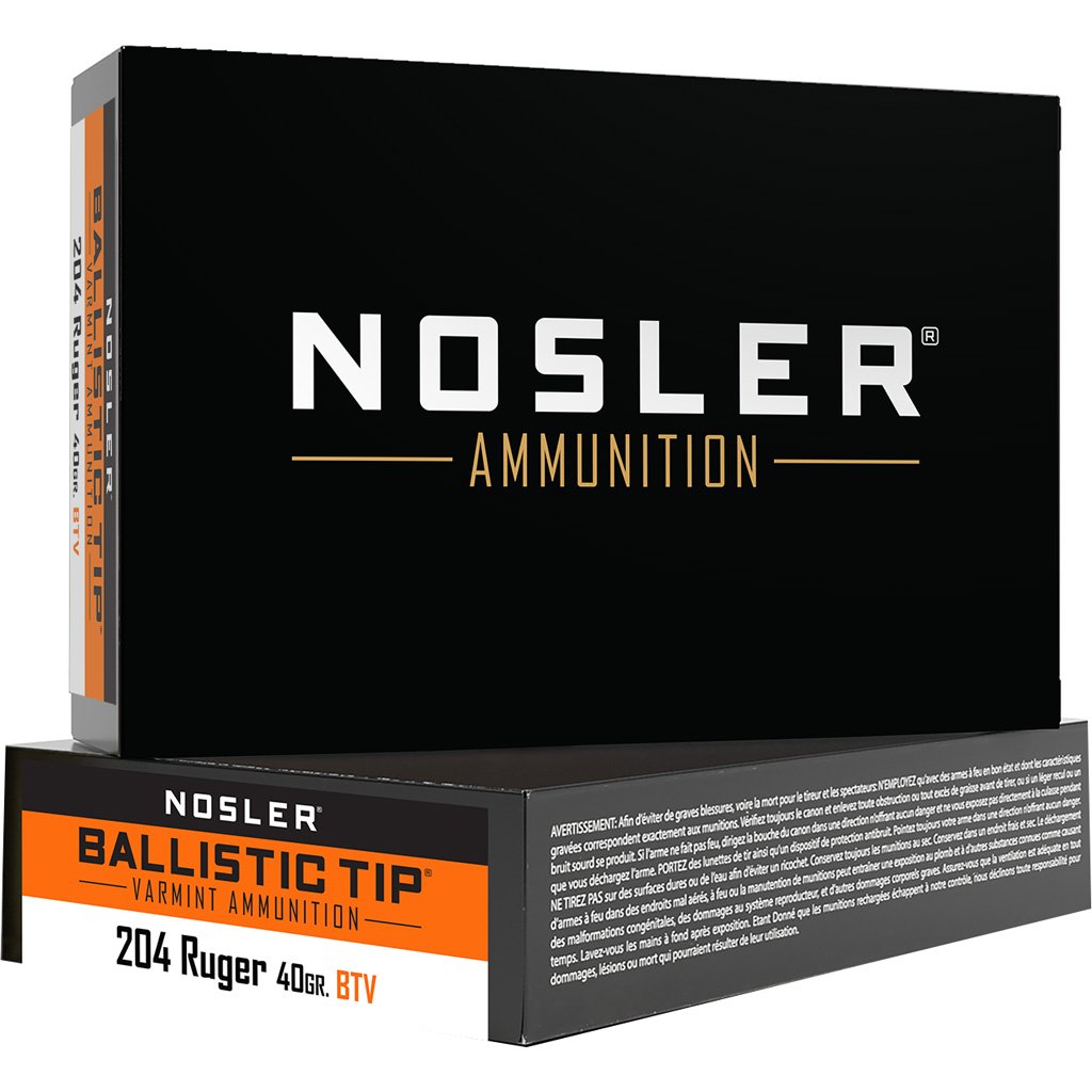 Nosler Varmint Ballistic Tip Rifle Ammunition 204 Ruger 40 Gr. Bt Sp 20 Rd.