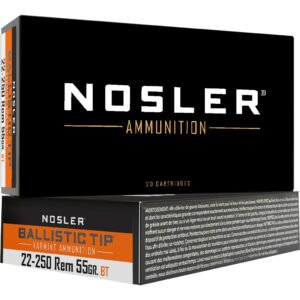 Nosler Varmint Ballistic Tip Rifle Ammunition 22-250 Rem. 55 Gr. Bt Sp 20 Rd.