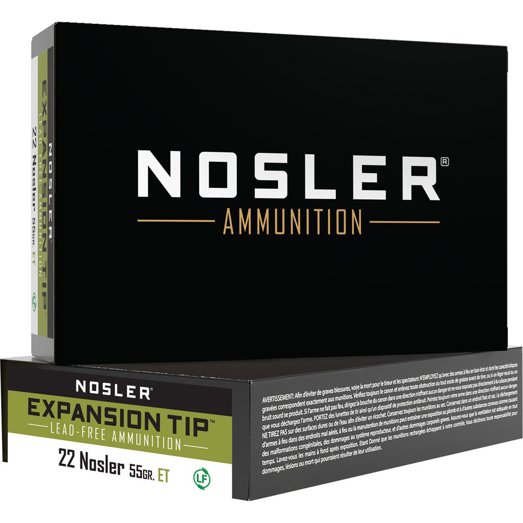 Nosler Expansion Tip Rifle Ammunition 22 Nosler 55 Gr. Et Sp 20 Rd.