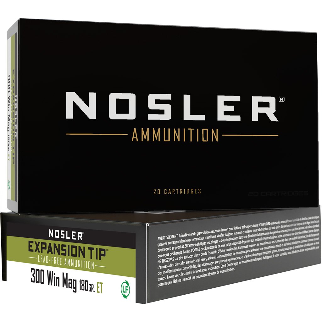 Nosler Expansion Tip Rifle Ammunition 300 Win. Mag. 180 Gr. Et Sp 20 Rd.