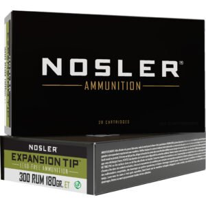 Nosler Expansion Tip Rifle Ammunition 300 Rum 180 Gr. Et Sp 20 Rd.