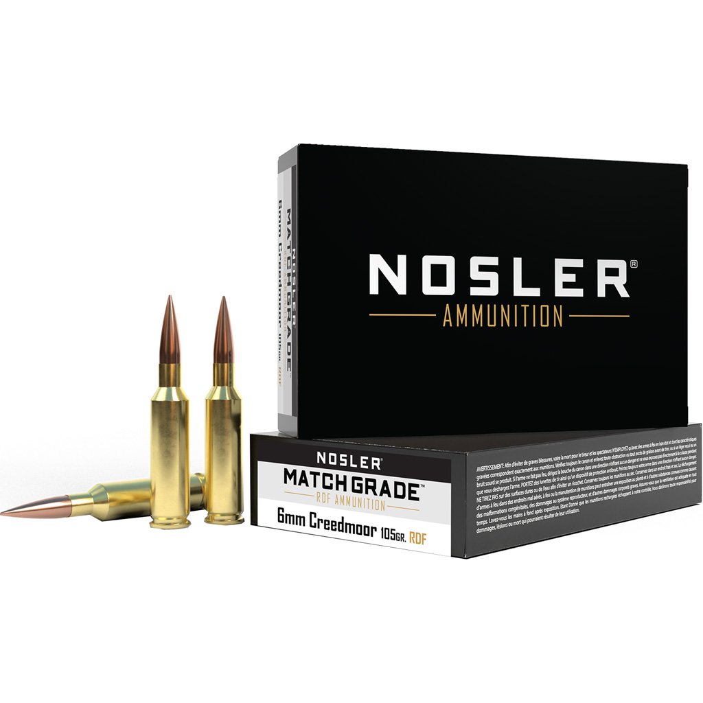 Nosler Match Grade Rifle Ammunition 6mm Creedmoor 105 Gr. Rdf Hpbt 20 Rd.