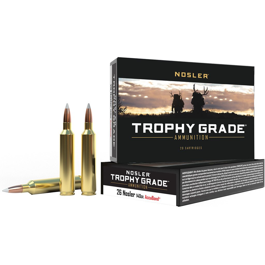 Nosler Trophy Grade Rifle Ammunition 26 Nosler 140 Gr. Ab Sp 20 Rd.