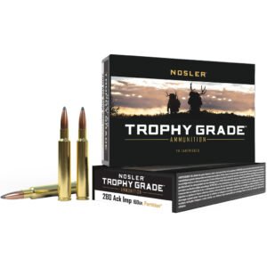 Nosler Trophy Grade Rifle Ammunition 280 Ack Imp 160 Gr. Pt Sp 20 Rd.