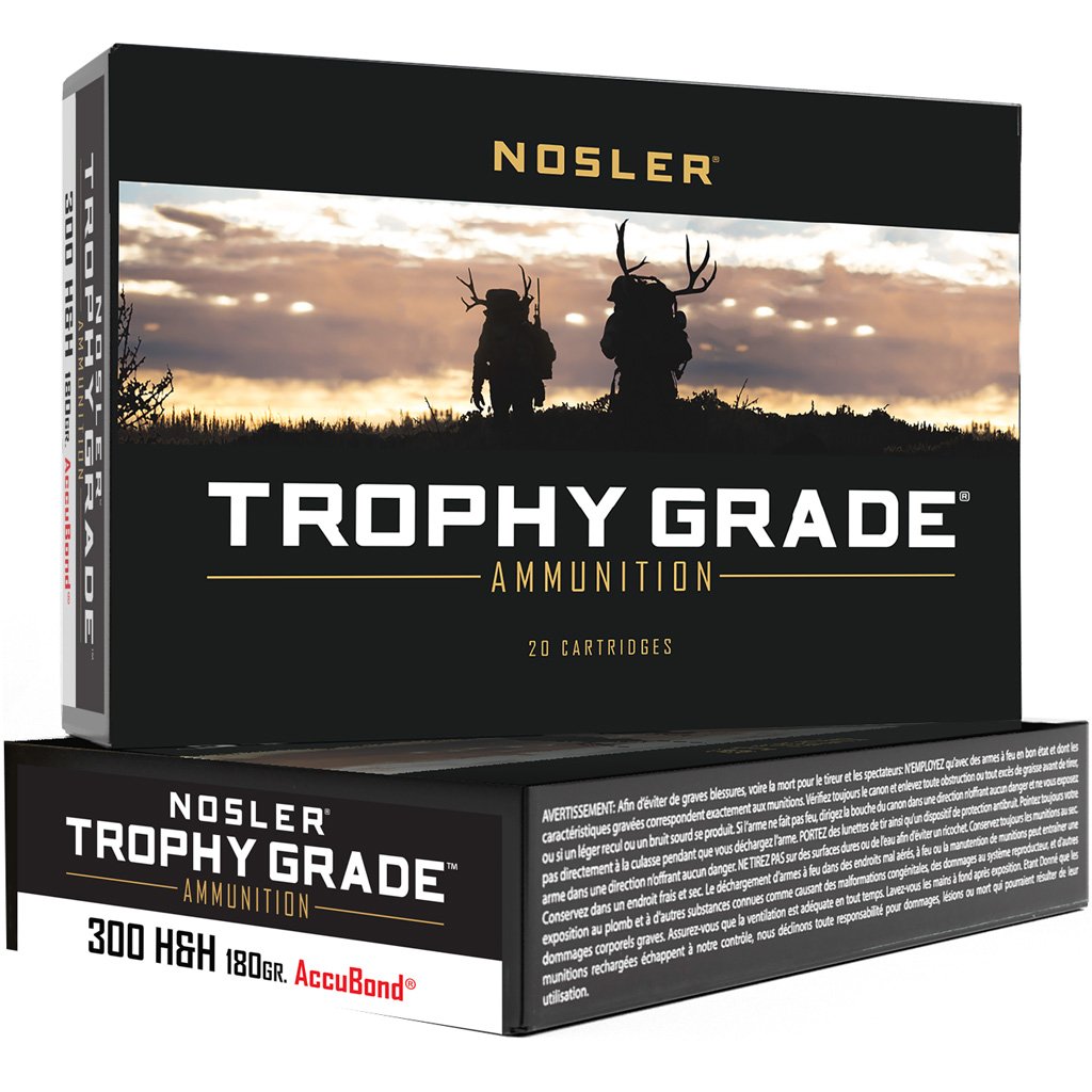 Nosler Trophy Grade Rifle Ammunition 300 H&h 180 Gr. Ab Sp 20 Rd.