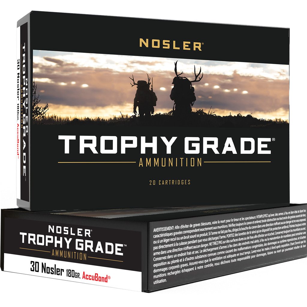 Nosler Trophy Grade Rifle Ammunition 30 Nosler 180 Gr. Ab Sp 20 Rd.
