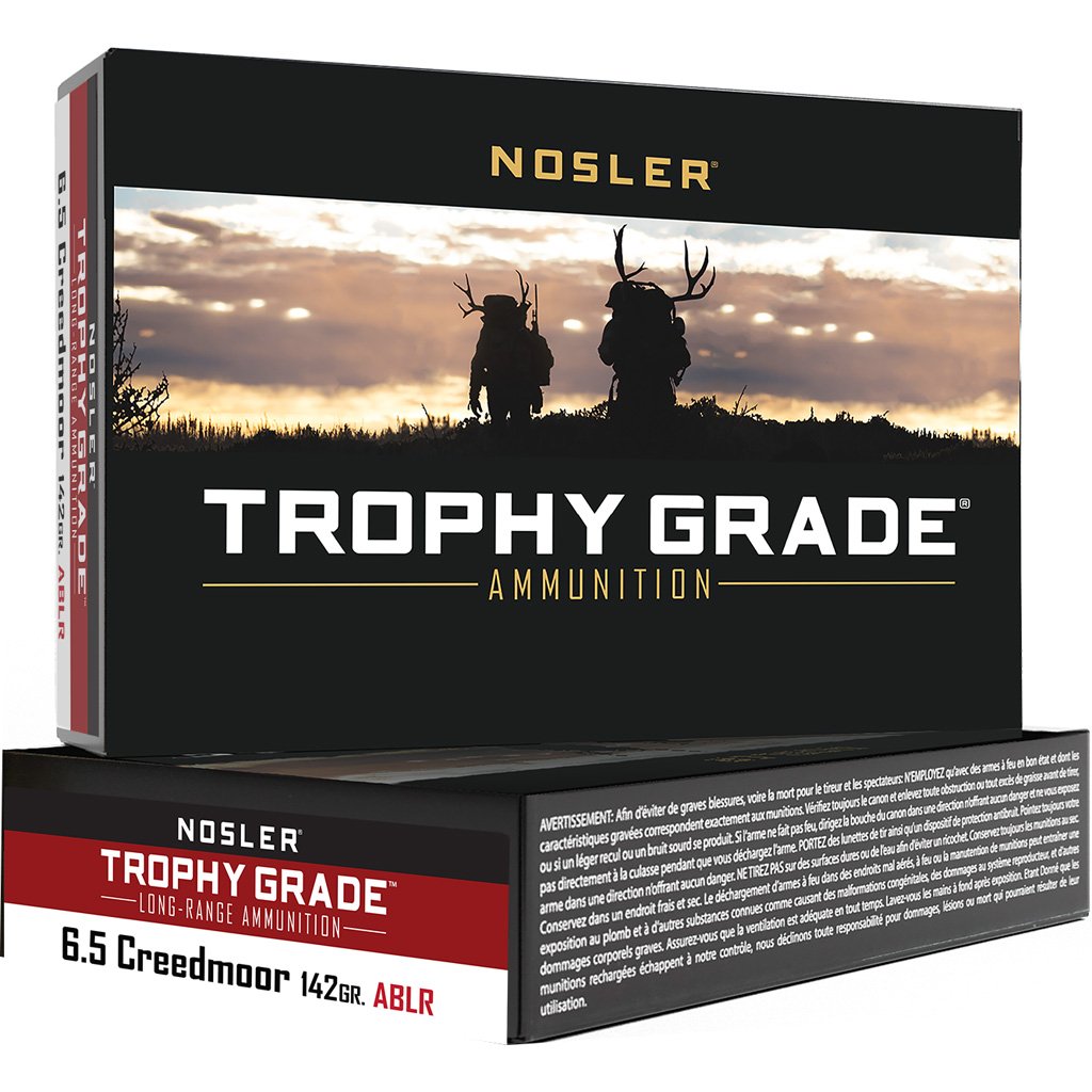 Nosler Trophy Grade Long Range Rifle Ammunition 6.5 Creedmoor 142 Gr. Ablr Sp 20 Rd.