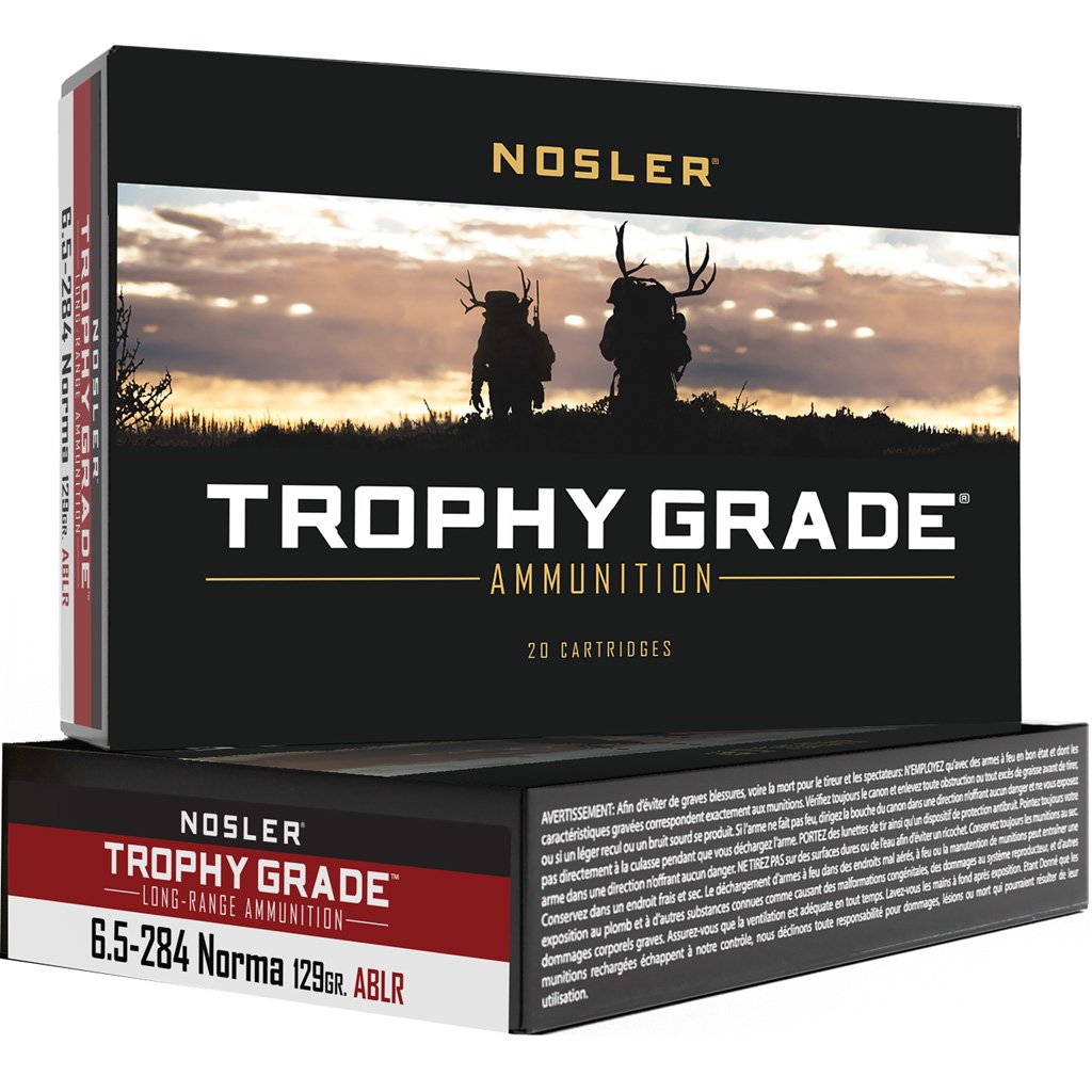Nosler Trophy Grade Long Range Rifle Ammunition 6.5mmx284 Norma 129 Gr. Ablr Sp 20 Rd.