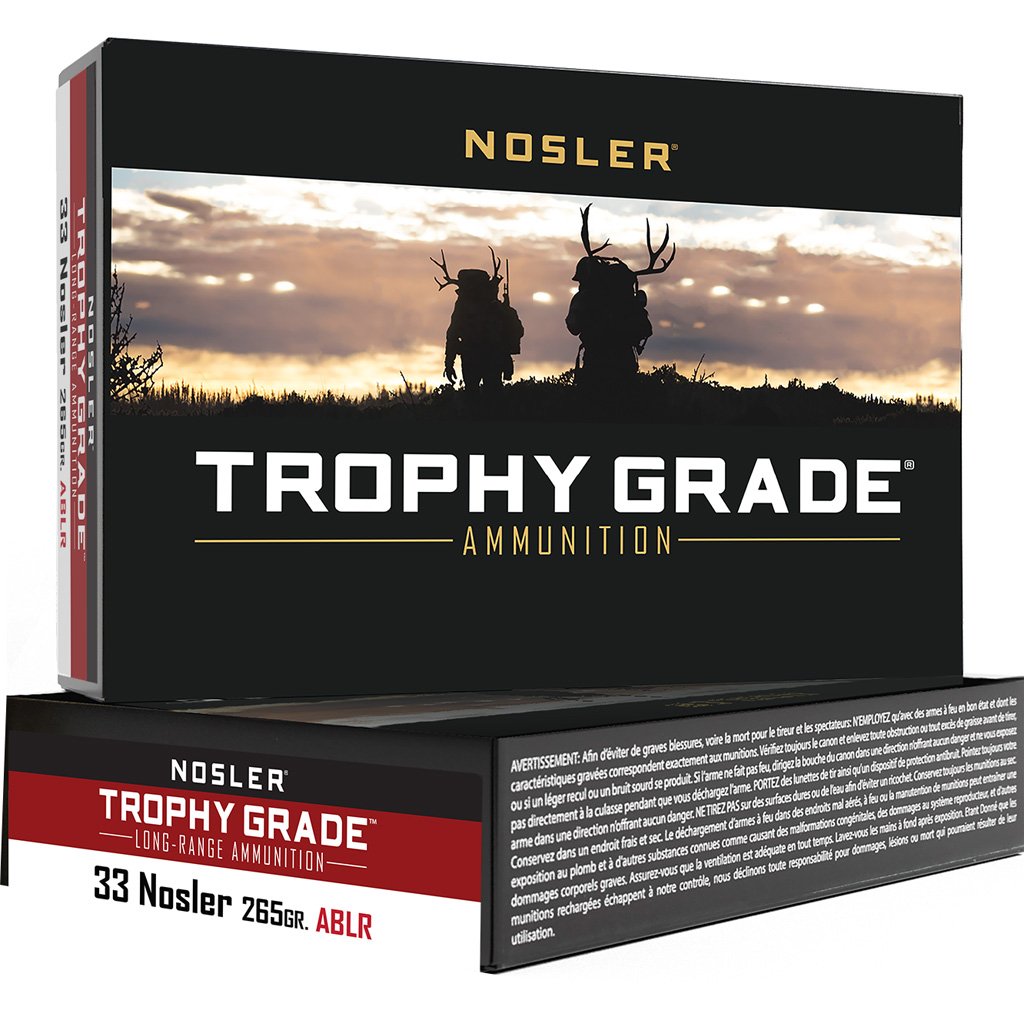 Nosler Trophy Grade Long Range Rifle Ammunition 33 Nosler 265 Gr. Ablr Sp 20 Rd.