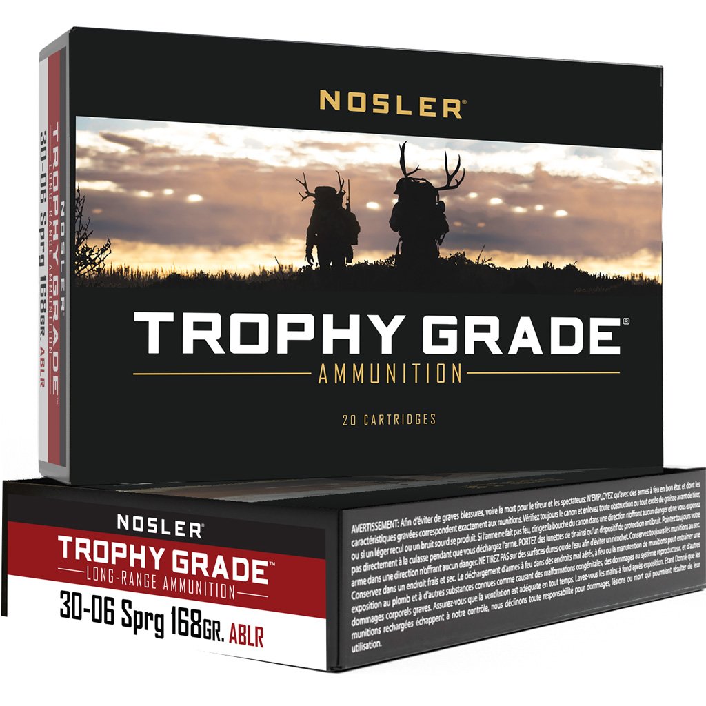 Nosler Trophy Grade Long Range Rifle Ammunition 30-06 Sprg. 168 Gr. Ablr Sp 20 Rd.
