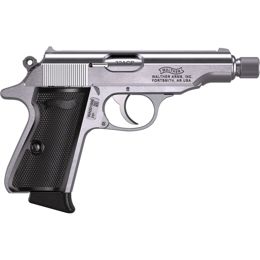 Walther Pp Sd Pistol 32 Acp 3.9" Stainless Threaded Barrel 8 Rd.