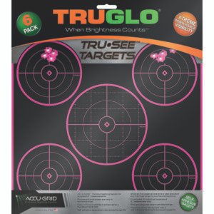 Truglo Trusee Splatter 5-bullseye Target Pink 12x12 6 Pk.