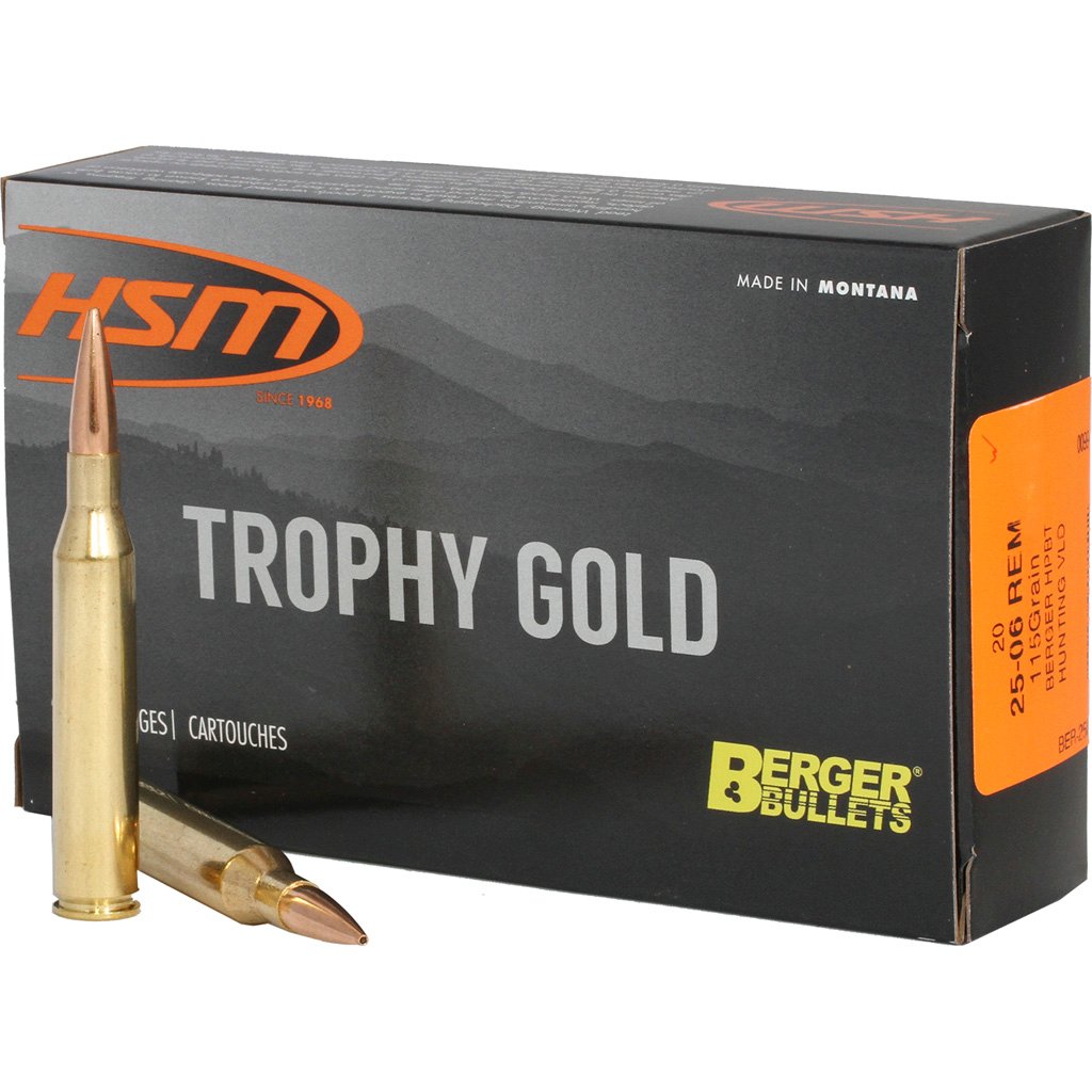 Hsm Trophy Gold Rifle Ammunition 25-06 Rem. Berger 115 Gr. 20 Rd.
