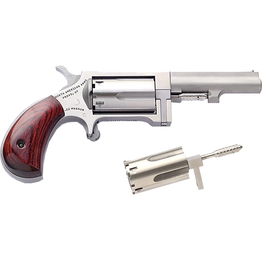 Naa Sidewinder Revolver Combo 22 Lr-.22 Wmr Stainless-wood 2.5 In. 5 Rd.