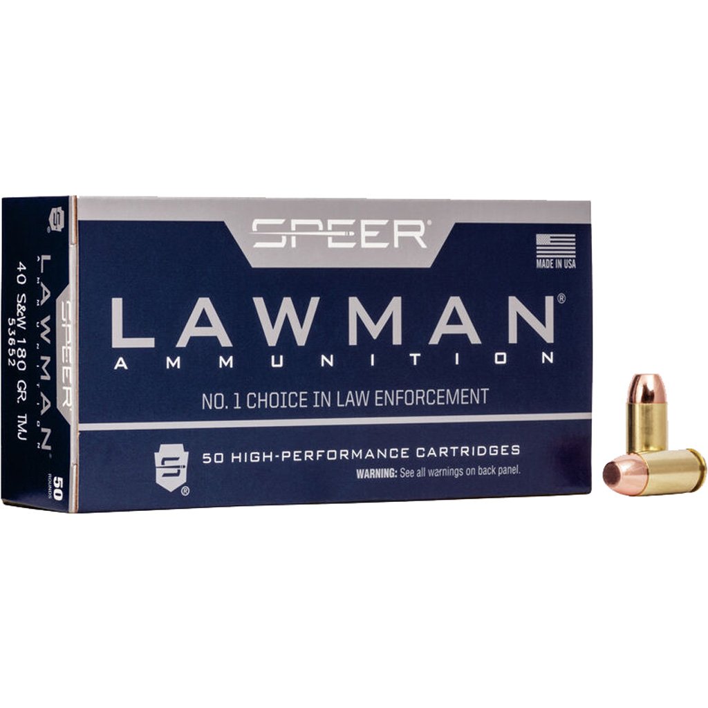 Speer Lawman Pistol Ammo 40 S&w 180 Gr. Tmj 50 Rd.