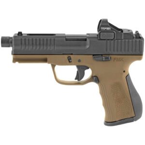 Fmk Elite Pro Pistol Package 9mm 4 In Burnt Bronze W- Desert Sand 14rd W- Optic