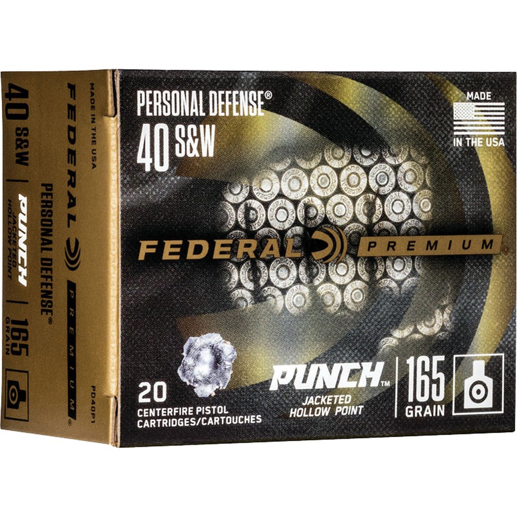 Federal Premium Punch Pistol Ammo 40 S&w 165 Gr. Jhp 20 Rd.