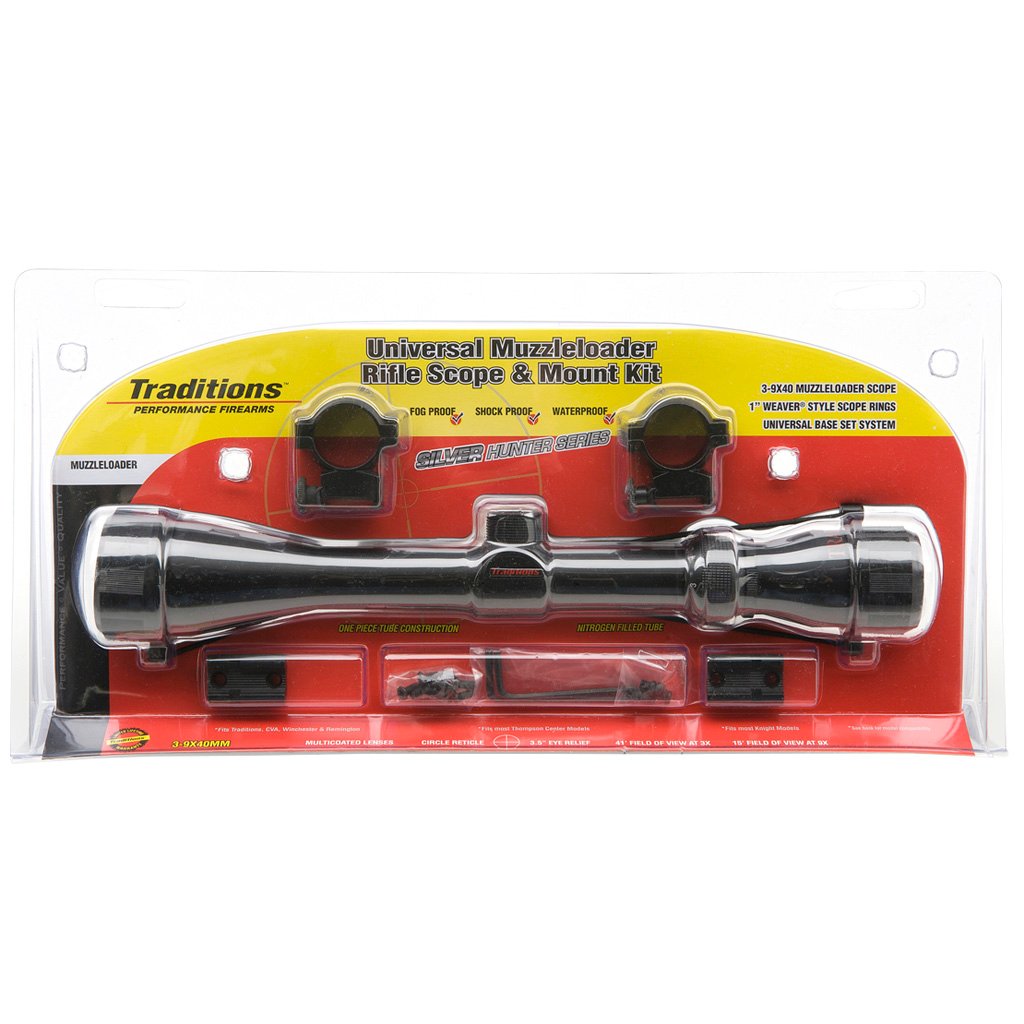 Traditions Muzzleloader Scope W-rings And Base Black 3-9x40