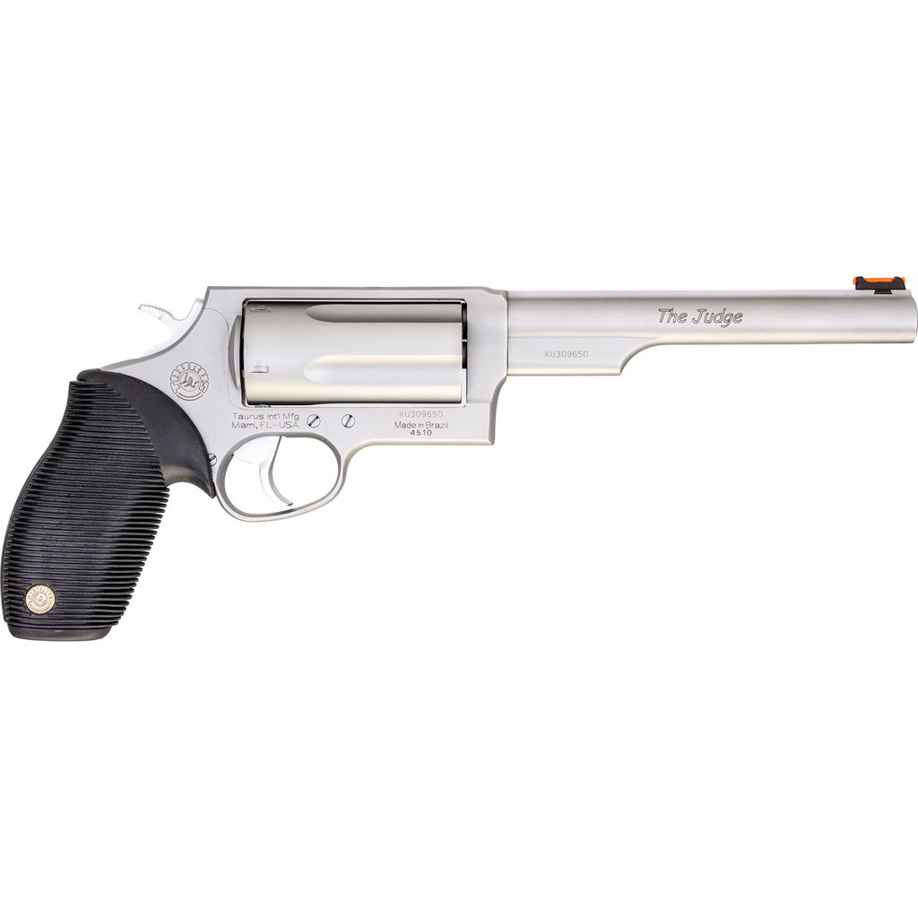 Taurus Judge Magnum Revolver 45 Colt-410 5 Rd Stainless Frame-blk Grip 6.5 In.